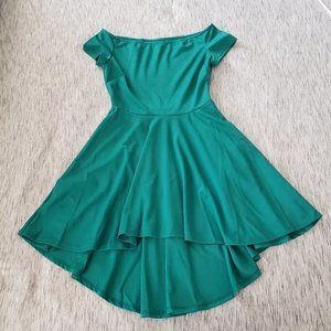 Persian Green High Low Short Sleeve Dress